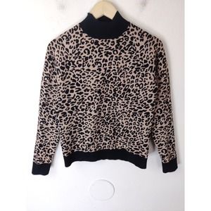 3/$20 ASOS Tan & Black Leopard Print Raglan Sleeve Mock Neck Pullover Sweater 4